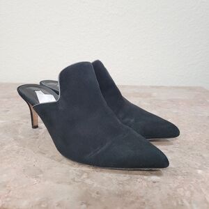 Veronica Beard Pearla Mules Black Suede Leather size 37 / US 7